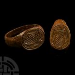 Tudor Period Bronze Ring with Heraldic Motif