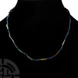 Egyptian Bright Blue and Turquoise Faience Bead Necklace
