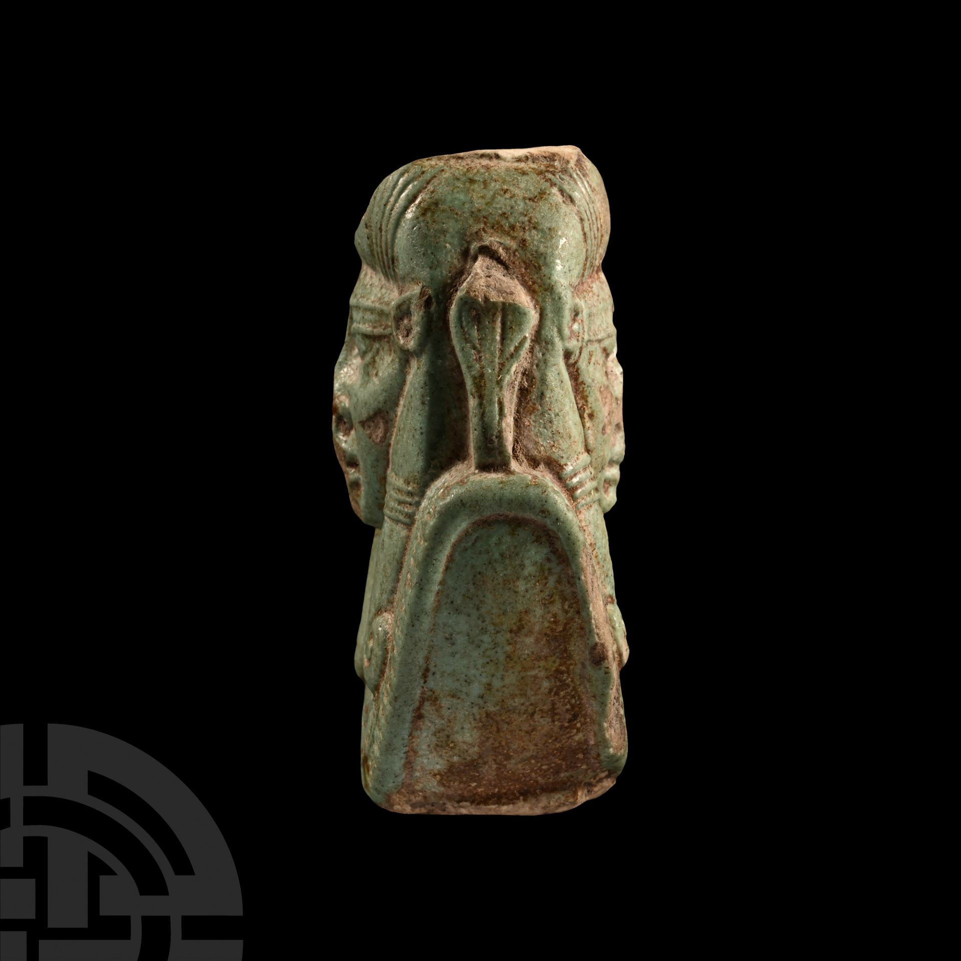 Egyptian Faience Sistrum Fragment with Hathor Head - Image 3 of 3