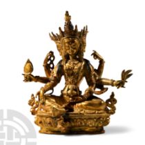 Sino-Tibetan Gilt Bronze Bodhisattva Statue