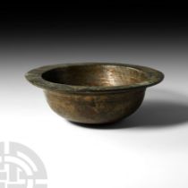 Western Asiatic Bronze Lamp Bowl with Flared Rim