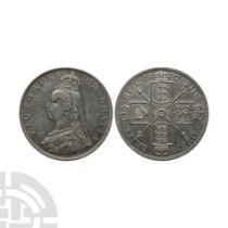 English Milled Coins - Victoria - 1887 - AR (Roman) Double-Florin