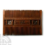 Medieval Decorated 'He who loves from the heart, gives with a good heart' Posy Boxwood Comb