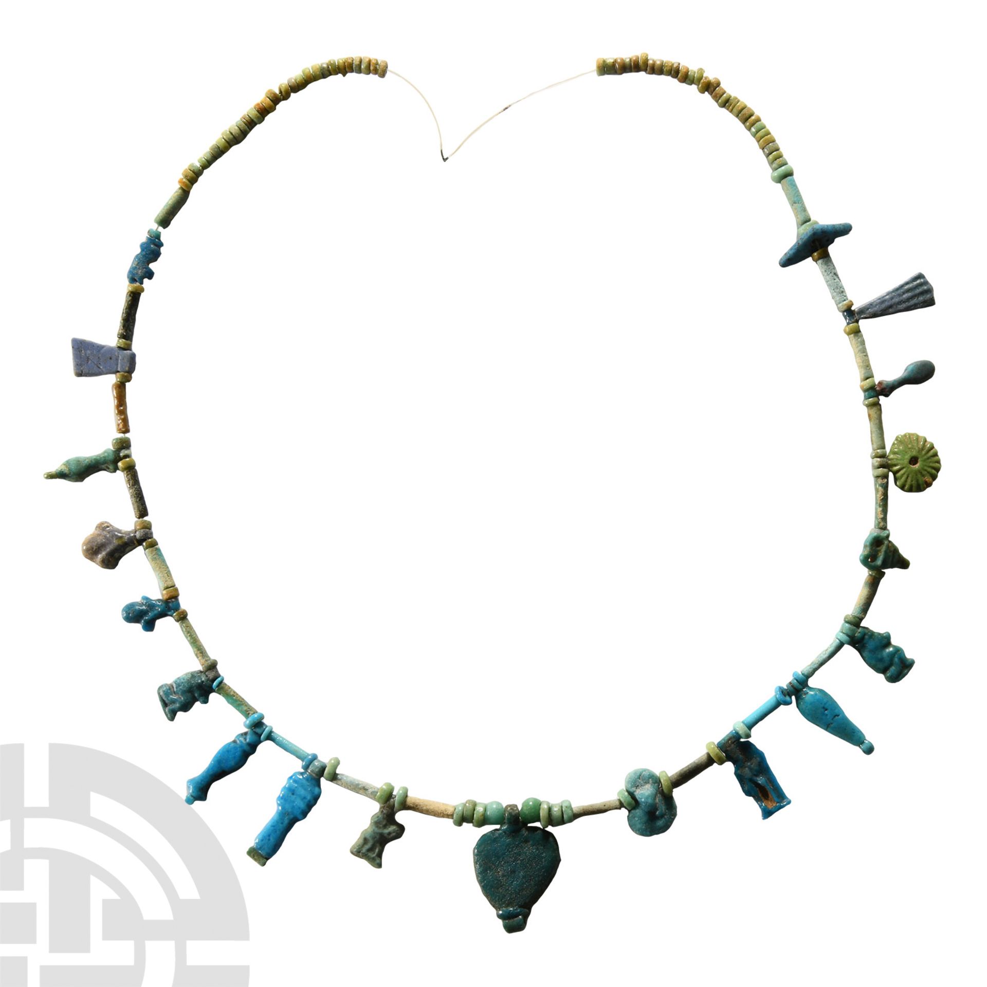 Egyptian Faience Bead Necklace String with Amulets - Image 2 of 2