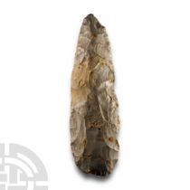 Elegant Stone Age 'Salisbury' Slender Grey Knapped Flint Adze