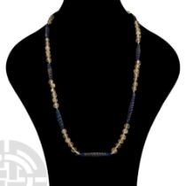 Bactrian Lapis Lazuli Spiral and Rock Crystal Bead Necklace