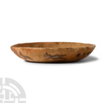 Mesopotamian Alabaster Bowl with Inlaid Animals