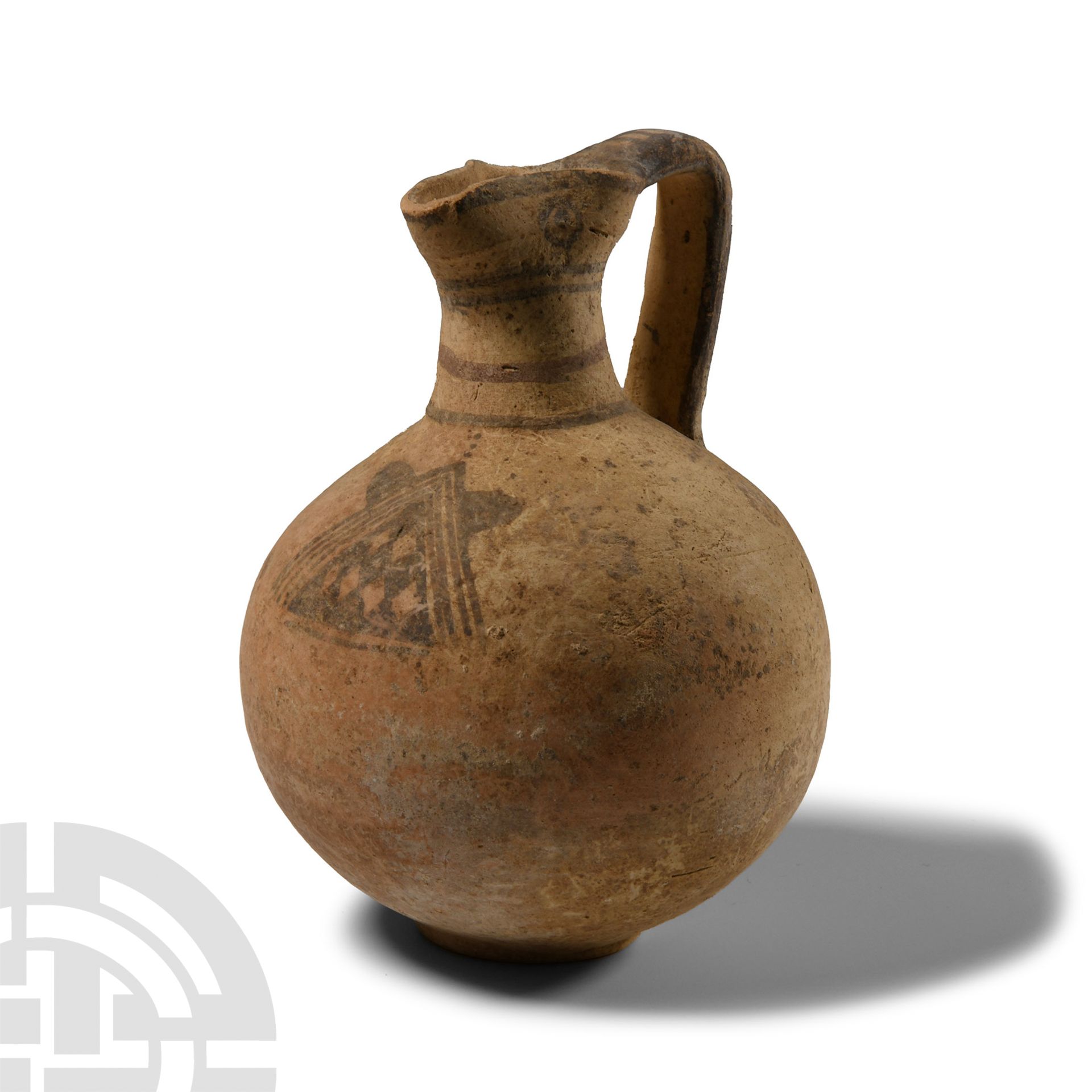 Cypriot 'Eyed' Trefoil-Mouthed Pottery Jug with Geometric Motif