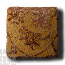 Medieval English 'Three Lions' Floor Tile