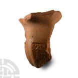 Greek Terracotta Amphora Handle Fragment with Stamp by Manufacturer Satyros for the Magistrate Thras