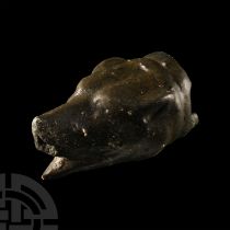 Roman Bronze Bear-Head Dagger Pommel