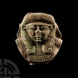 Egyptian Faience Sistrum Fragment with Hathor Head