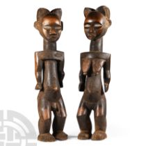 West African Carved Wooden Baule Figure Pair