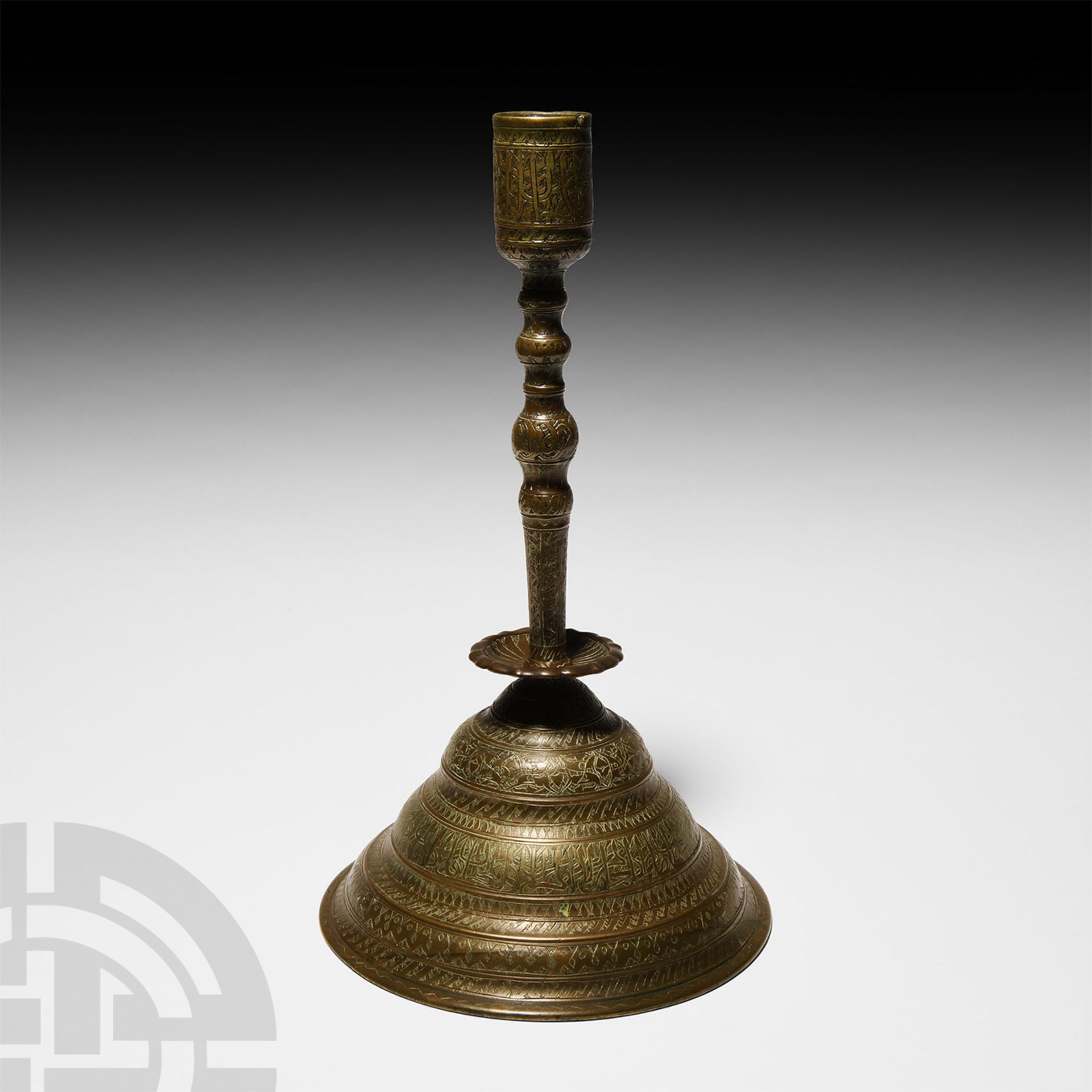 Brass Candlestick with Calligraphy