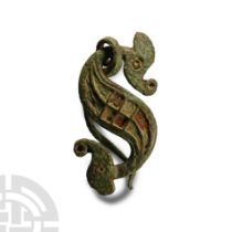 Iron Age Celtic Enamelled Bronze Dragonesque Brooch