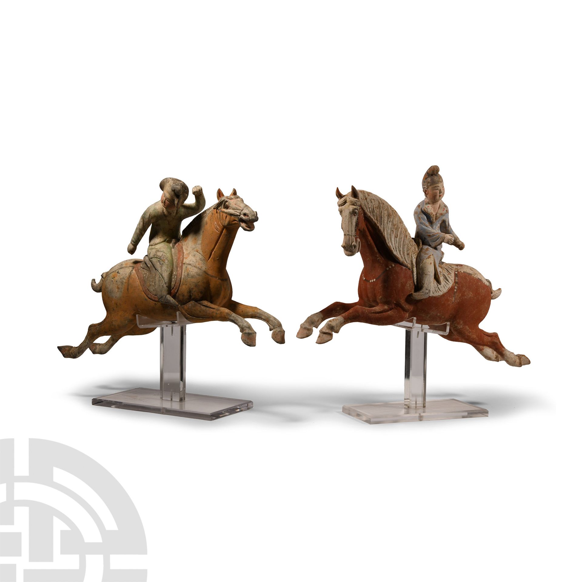 Chinese Tang Terracotta Polo Player Pair