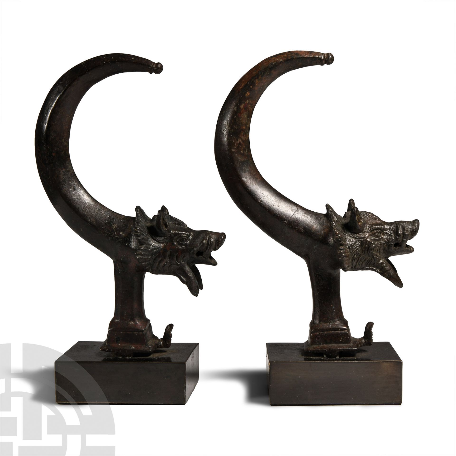 Roman Bronze Wild Boar Chariot Fitting Pair - Image 2 of 3