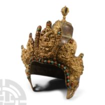 Sino-Tibetan Gilt Bronze Headdress