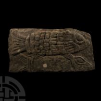 Medieval Limestone Zoomorphic Fish Carving