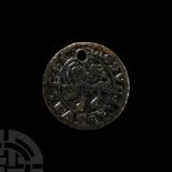 Post Medieval Bronze Jetton Pendant with Lion of Saint Mark