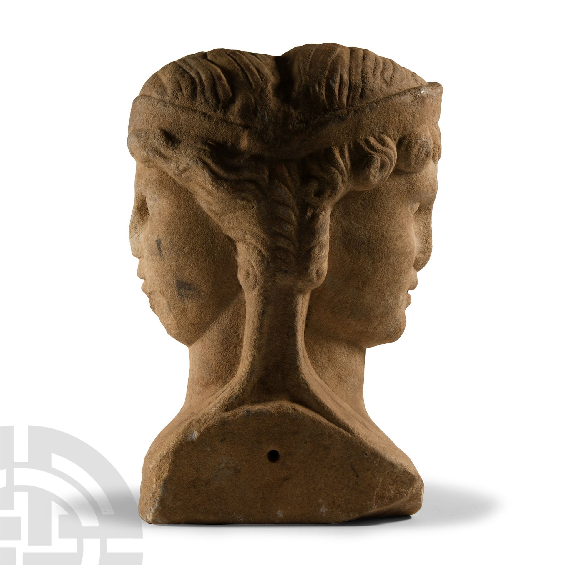 Roman Marble Janiform Herm Head - Image 2 of 4