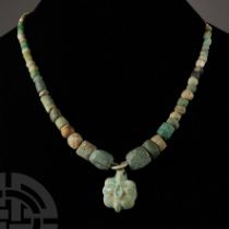 Egyptian Blue Faience Bead Necklace