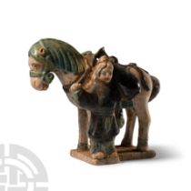 Chinese Qing Glazed Terracotta Horse and Groom
