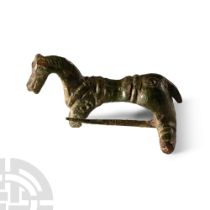 Roman Bronze Horse Brooch