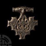 Viking Age Scandinavian Silver Filigree Tau Cross Pendant