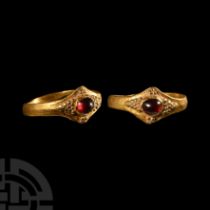 Merovingian Gold Ring with Garnet Cabochon