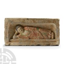 Large Chinese Wei Terracotta Brick with Lying Buddha