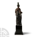 Roman Bronze Isis-Fortuna Lar Statuette