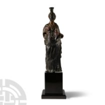 Roman Bronze Isis-Fortuna Lar Statuette