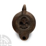Roman Terracotta Oil Lamp with Facing Bust