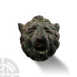 Roman Bronze Lion Head Finial