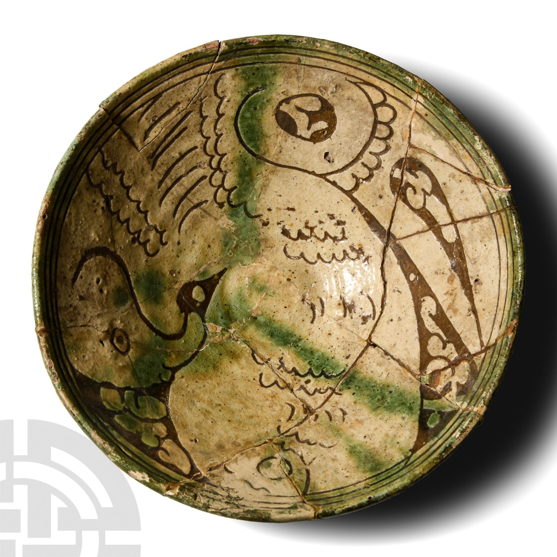 Byzantine Green Glazed Sgraffito-Ware Bowl - Image 2 of 2