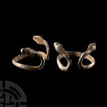 Egyptian Silver Double-Headed Snake Ring