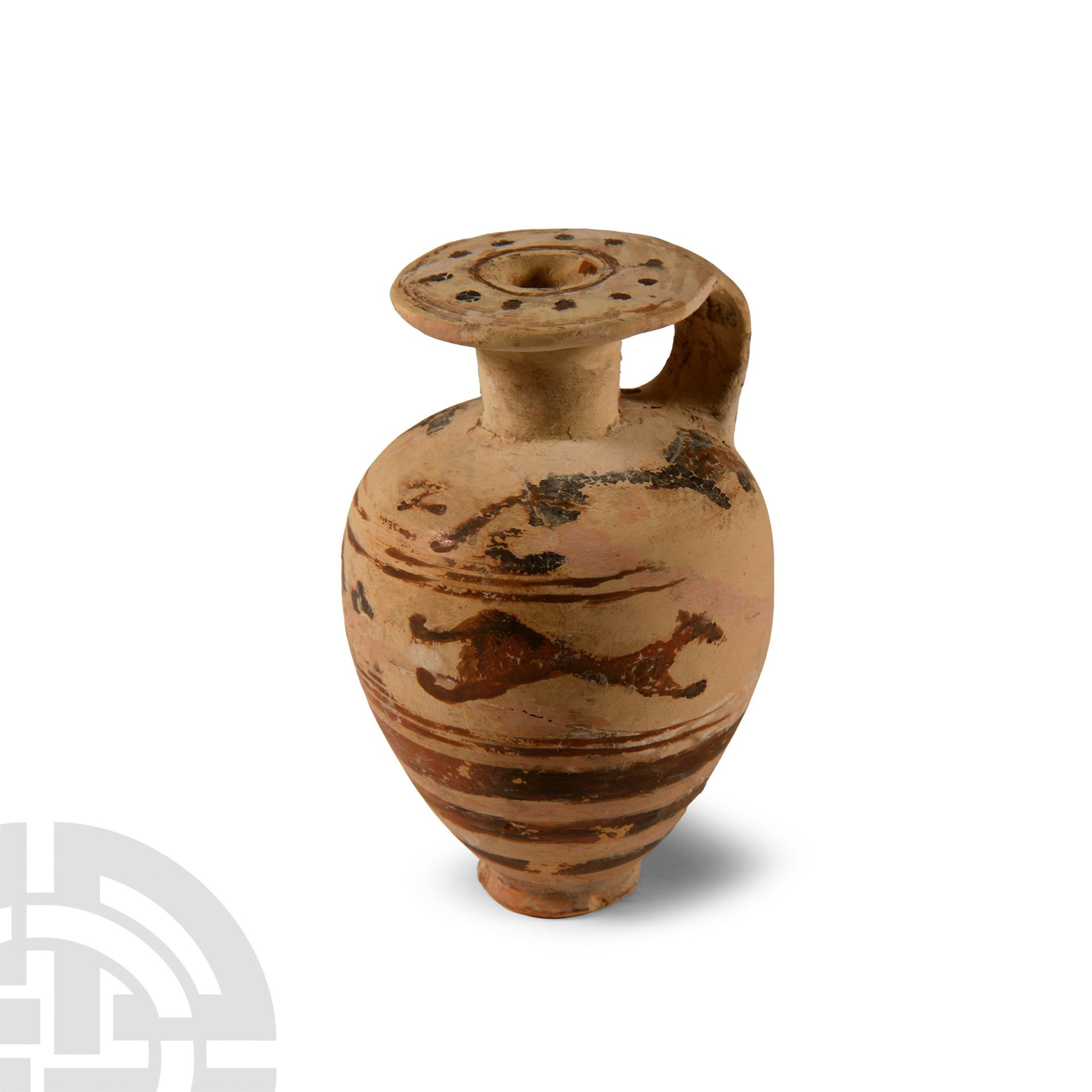 Italo-Corinthian Terracotta Piriform Juglet with Animals