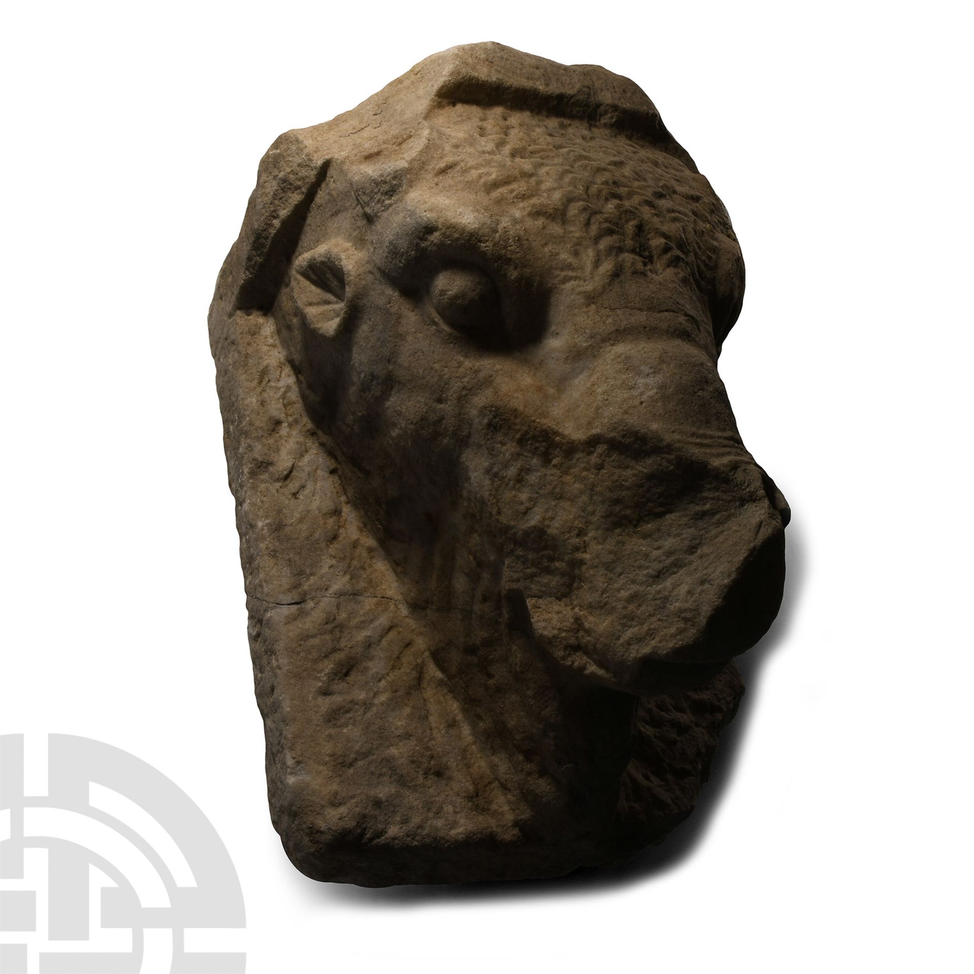 Large Roman Marble Bull's Head Sculpture