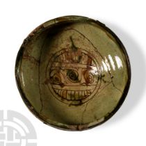 Byzantine Green-Glazed Sgraffito Footed Bowl