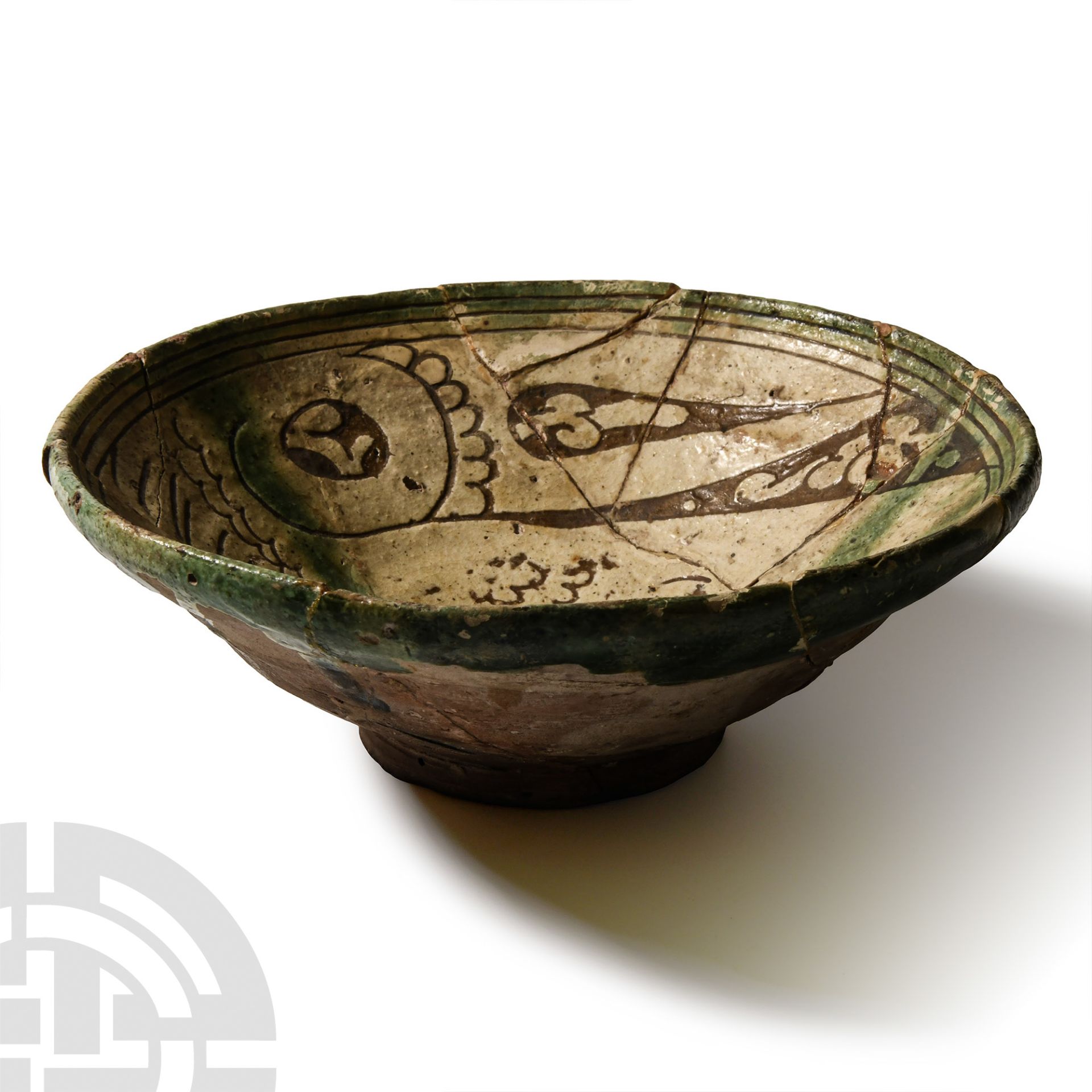Byzantine Green Glazed Sgraffito-Ware Bowl