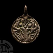 Viking Age Scandinavian Silver Pendant with Odin and his Ravens Huginn and Muninn