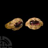 Western Asiatic Garnet-Set Gold Ring