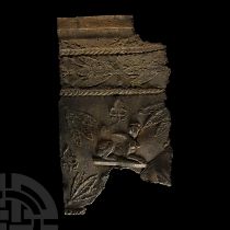 Roman Lead Coffin Panel Fragment with Sphinx
