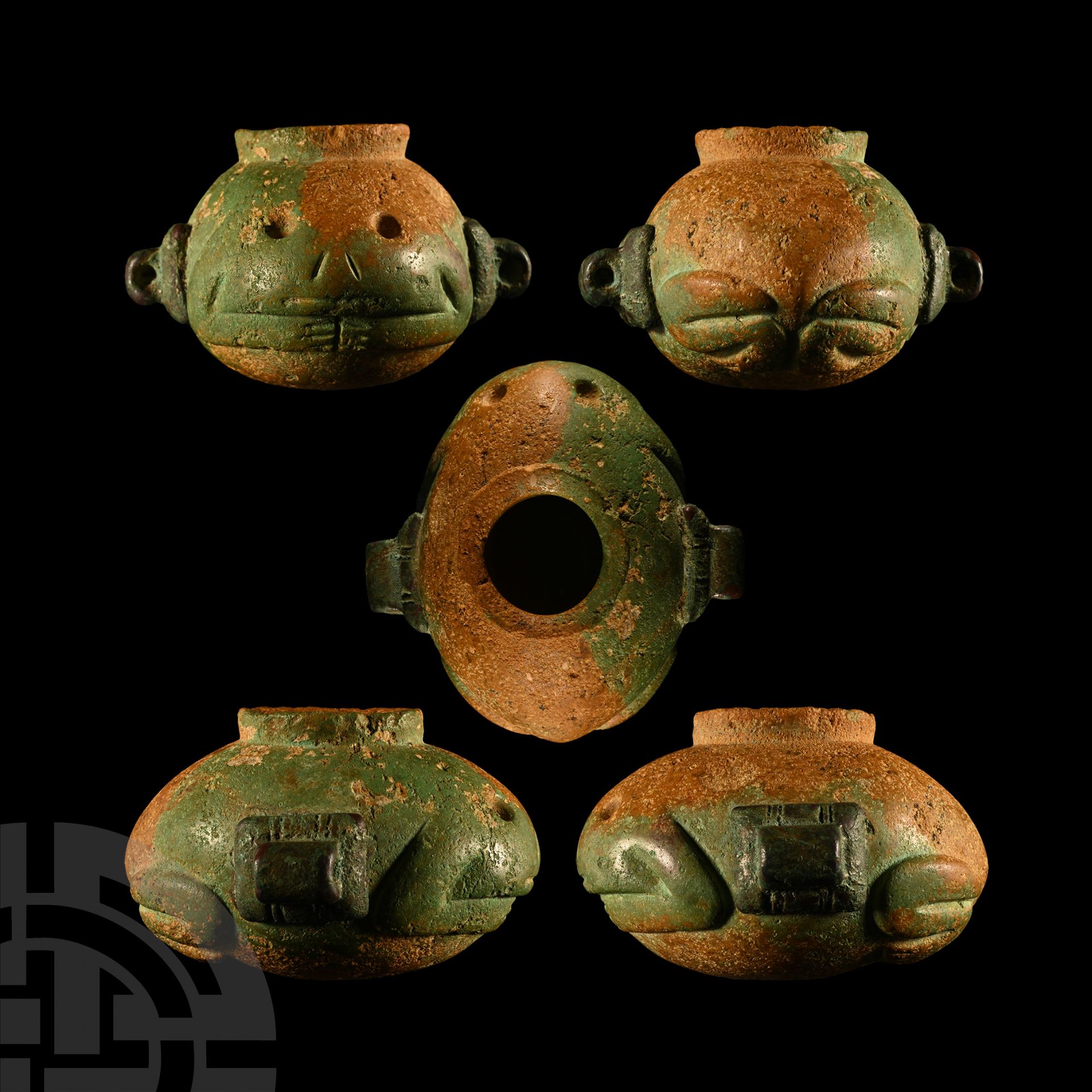 Egyptian Indurated Limestone Frog-Shaped Cosmetic Vessel - Bild 2 aus 2
