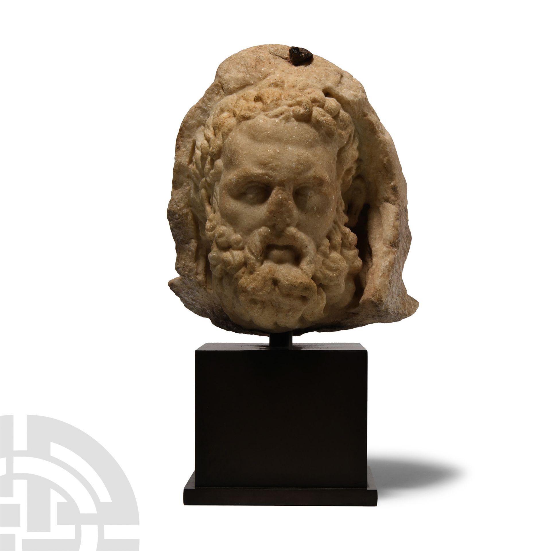 Roman Marble Head of Hercules Wearing the Nemean Lion Skin