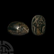 Phoenicio-Egyptian Hardstone Scarab with Hieroglyphs