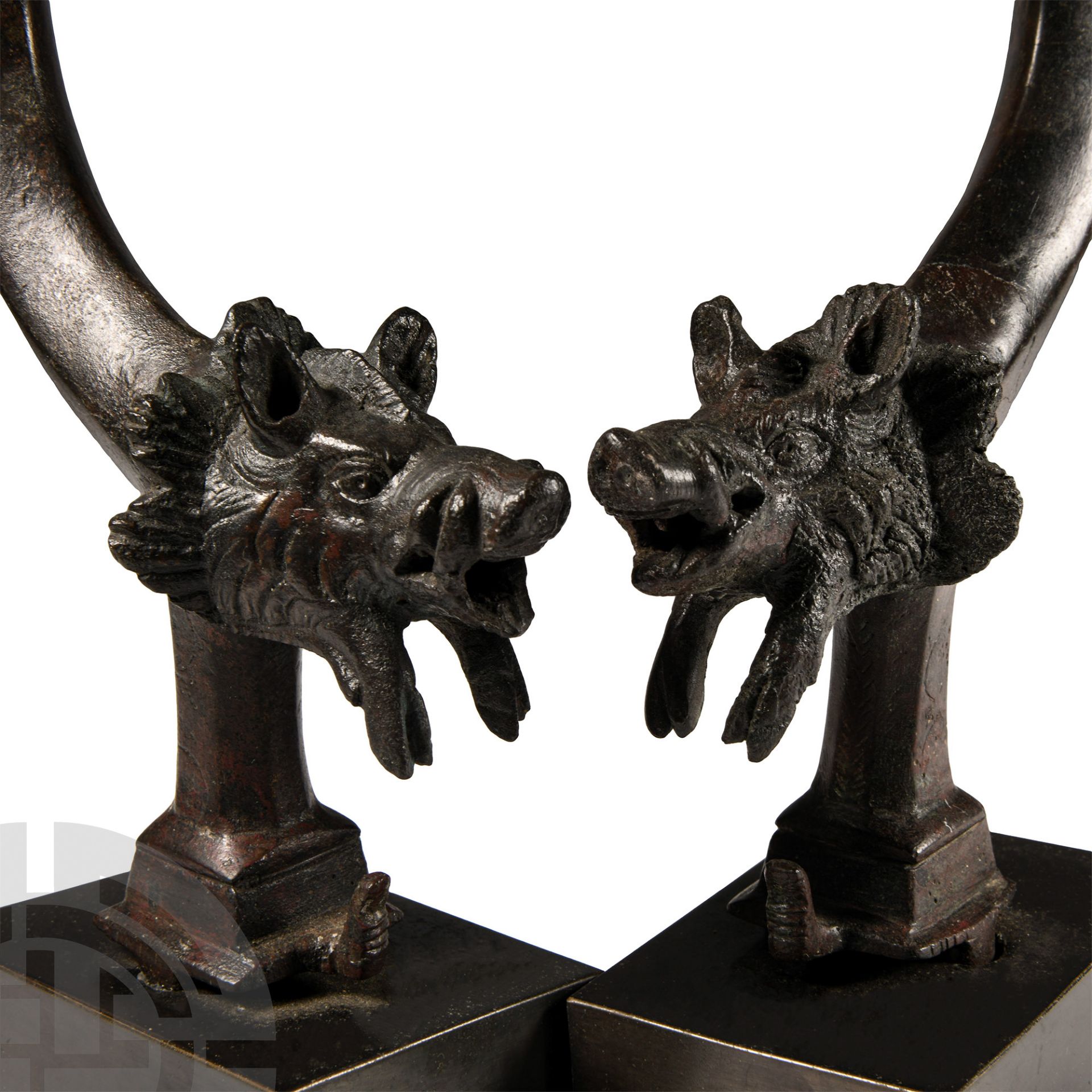 Roman Bronze Wild Boar Chariot Fitting Pair - Image 3 of 3