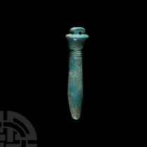 Large Egyptian Faience Papyrus Amulet Pendant