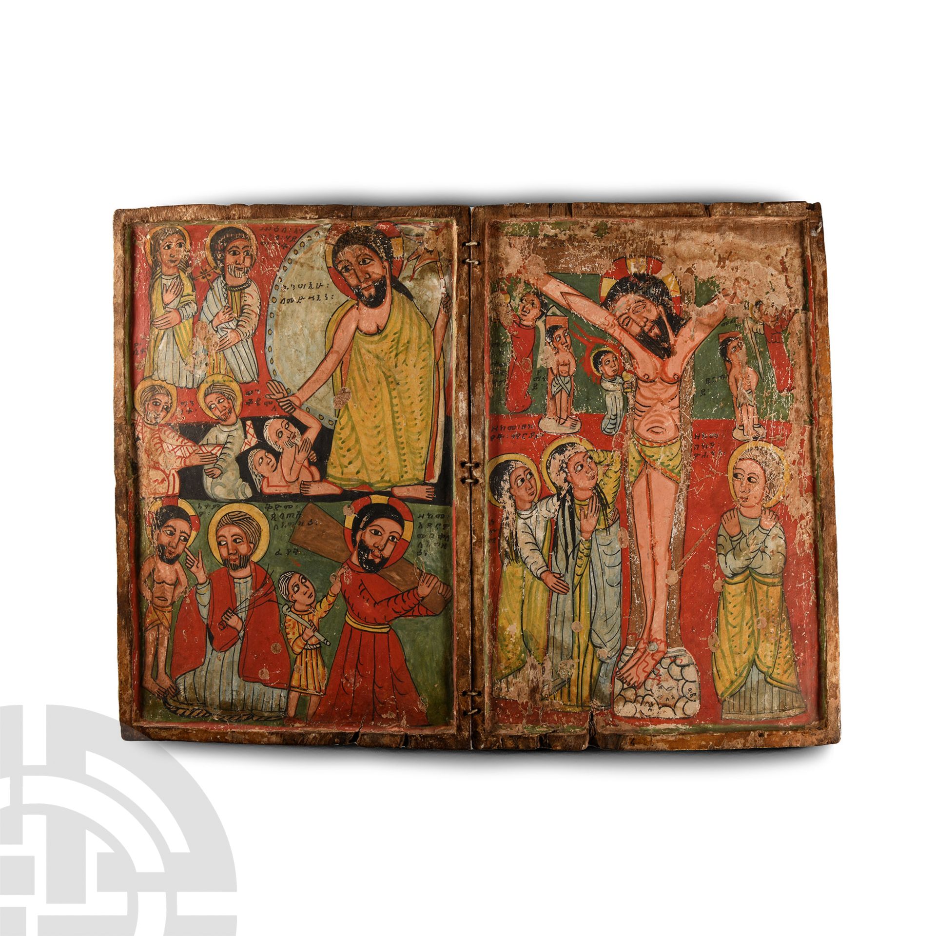 Ethiopian Diptych with Passion and Resurrection of Christ